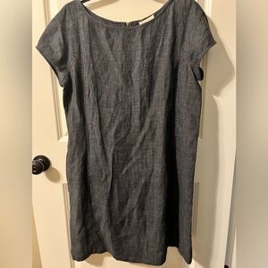 Eileen Fisher Women's Linen Dress Blue VGUC
